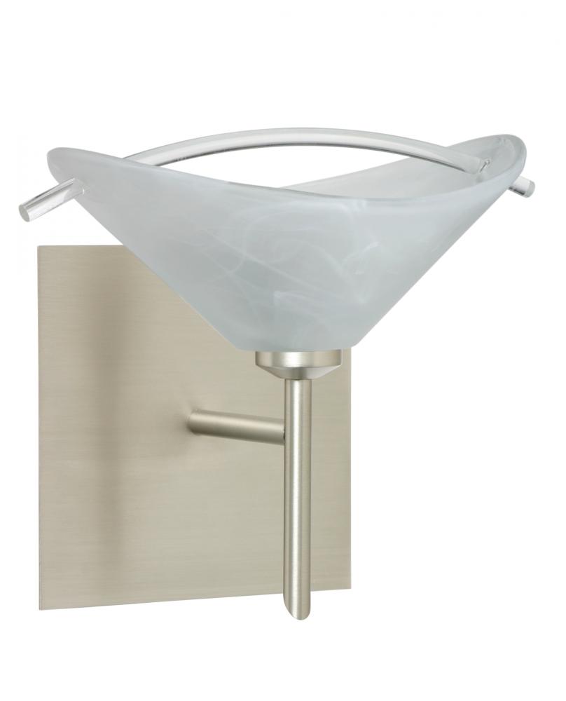 Besa Wall With SQ Canopy Hoppi Satin Nickel Marble/Clear 1x3W LED