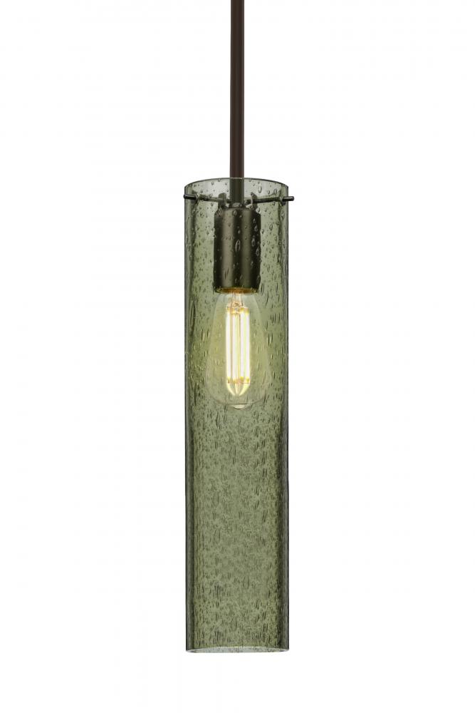 Besa, Juni 16 Stem Pendant, Moss Bubble, Bronze, 1x4W LED Filament