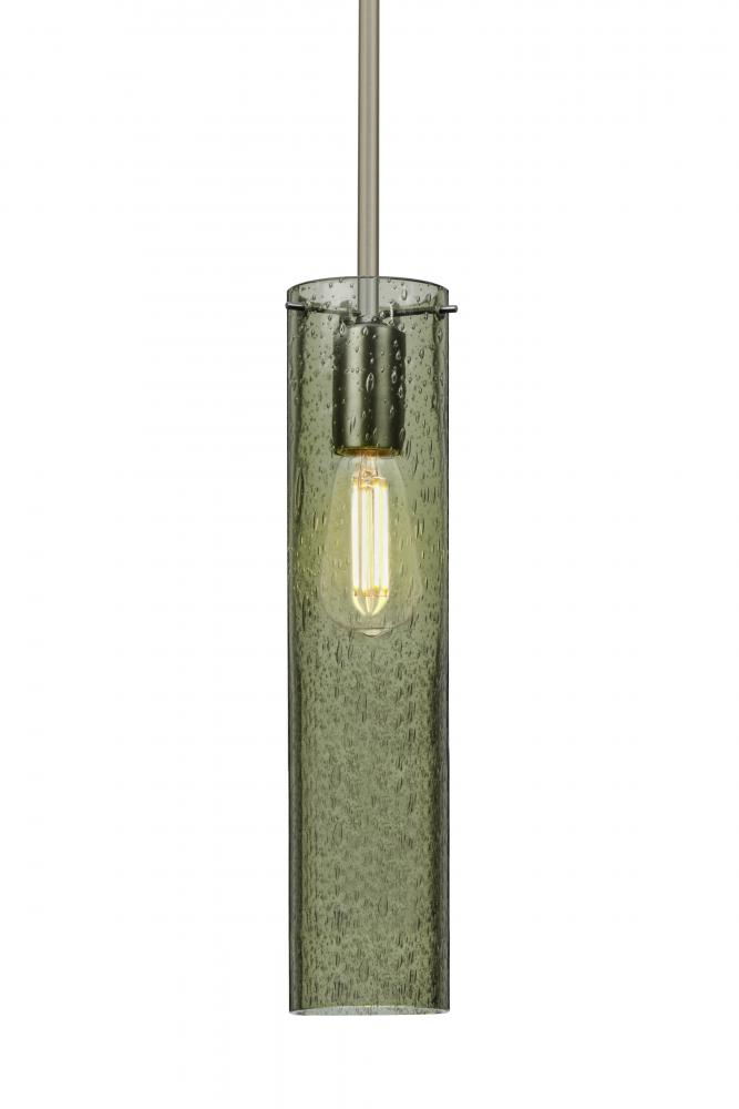Besa, Juni 16 Stem Pendant, Moss Bubble, Satin Nickel, 1x4W LED Filament
