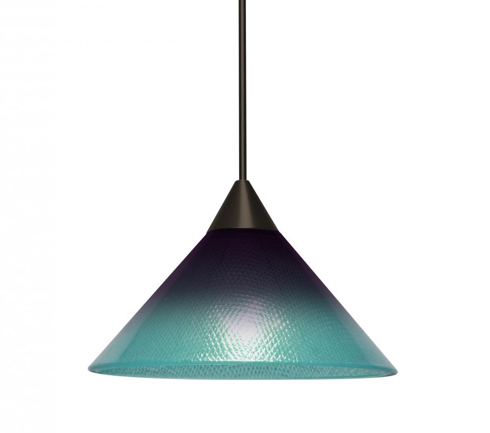 Besa, Jade Cord Pendant For Multiport Canopies, Purple/Blue, Bronze Finish, 1x3W LED