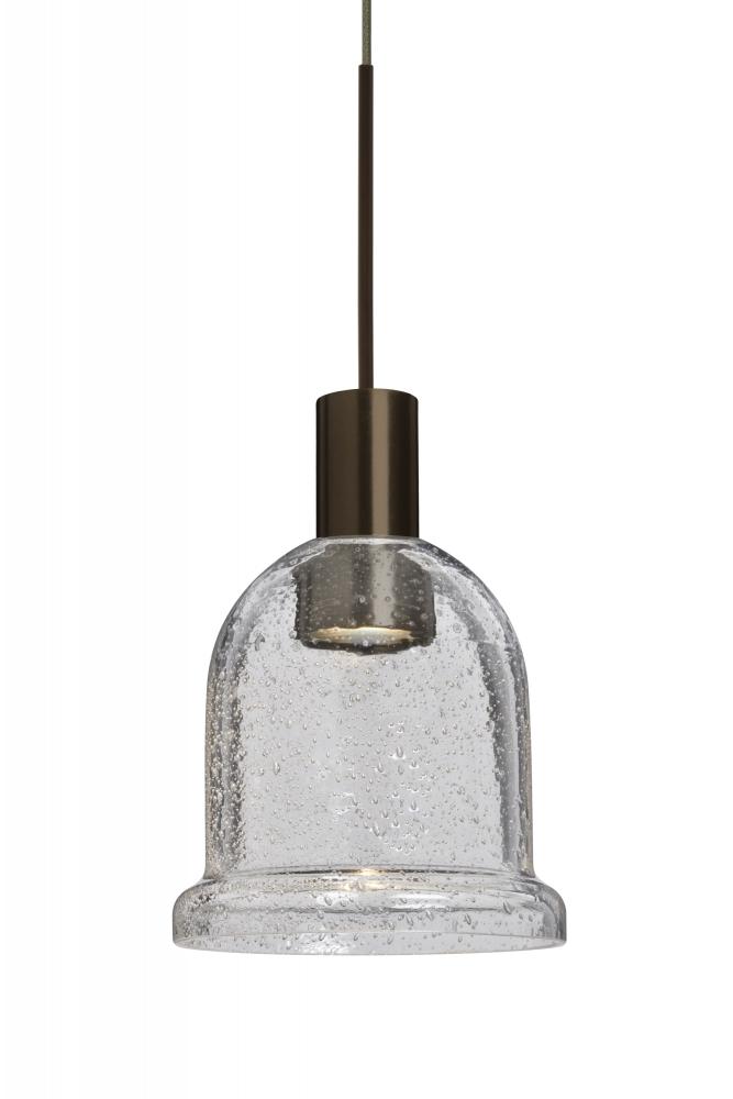 Besa, Kiba Cord Pendant For Multiport Canopy, Clear Bubble, Bronze Finish, 1x3W LED