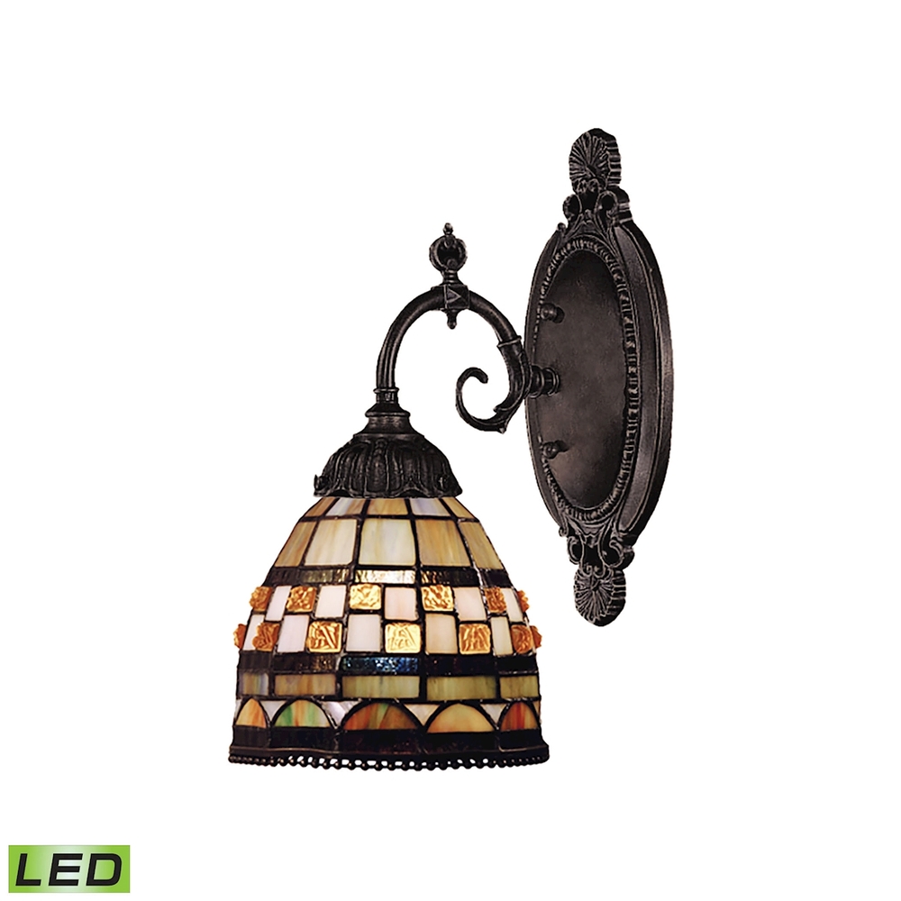 Mix-N-Match 1-Light Wall Lamp in Tiffany Bronze with Tiffany Style Glass - Includes LED Bulb