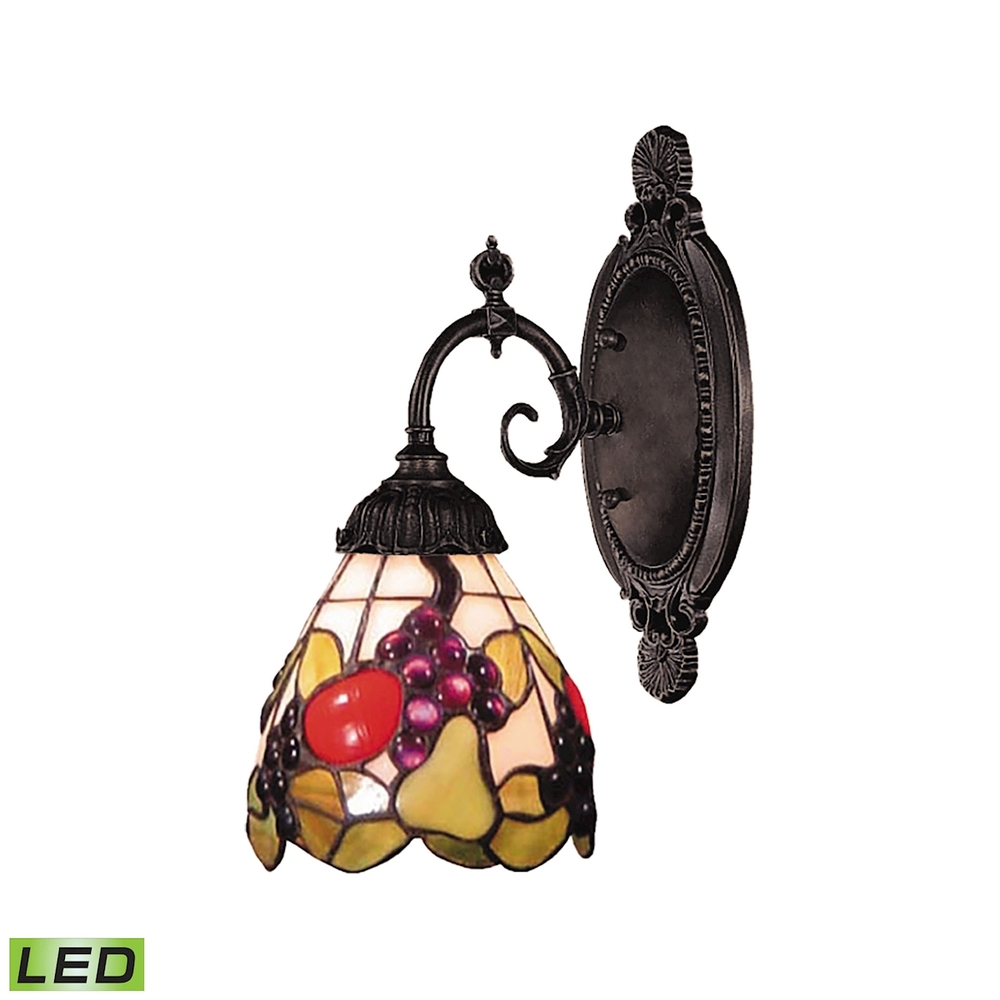 Mix-N-Match 1-Light Wall Lamp in Tiffany Bronze with Tiffany Style Glass - Includes LED Bulb