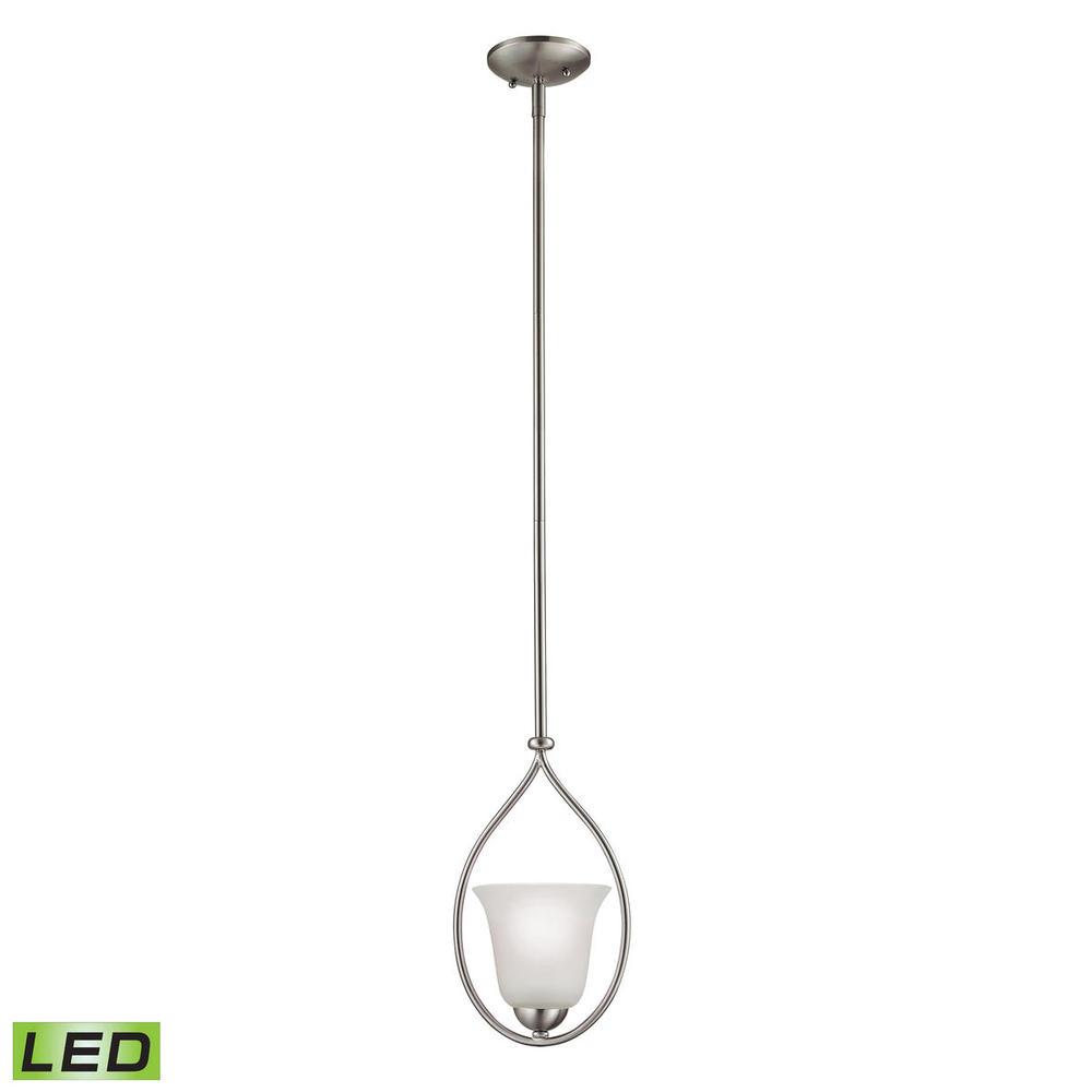 Conway 1-Light Mini Pendant in Brushed Nickel with White Glass - LED