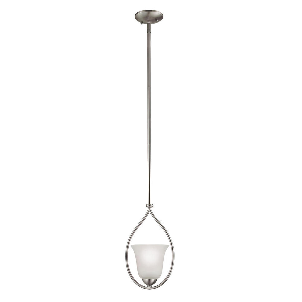 Conway 1-Light Mini Pendant in Brushed Nickel with White Glass