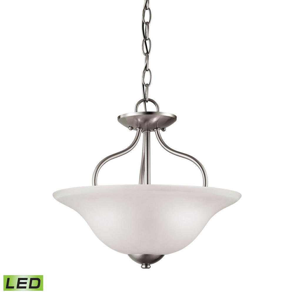 Conway 2-Light Semi Flush Mount in Brushed Nickel with White Glass - LED