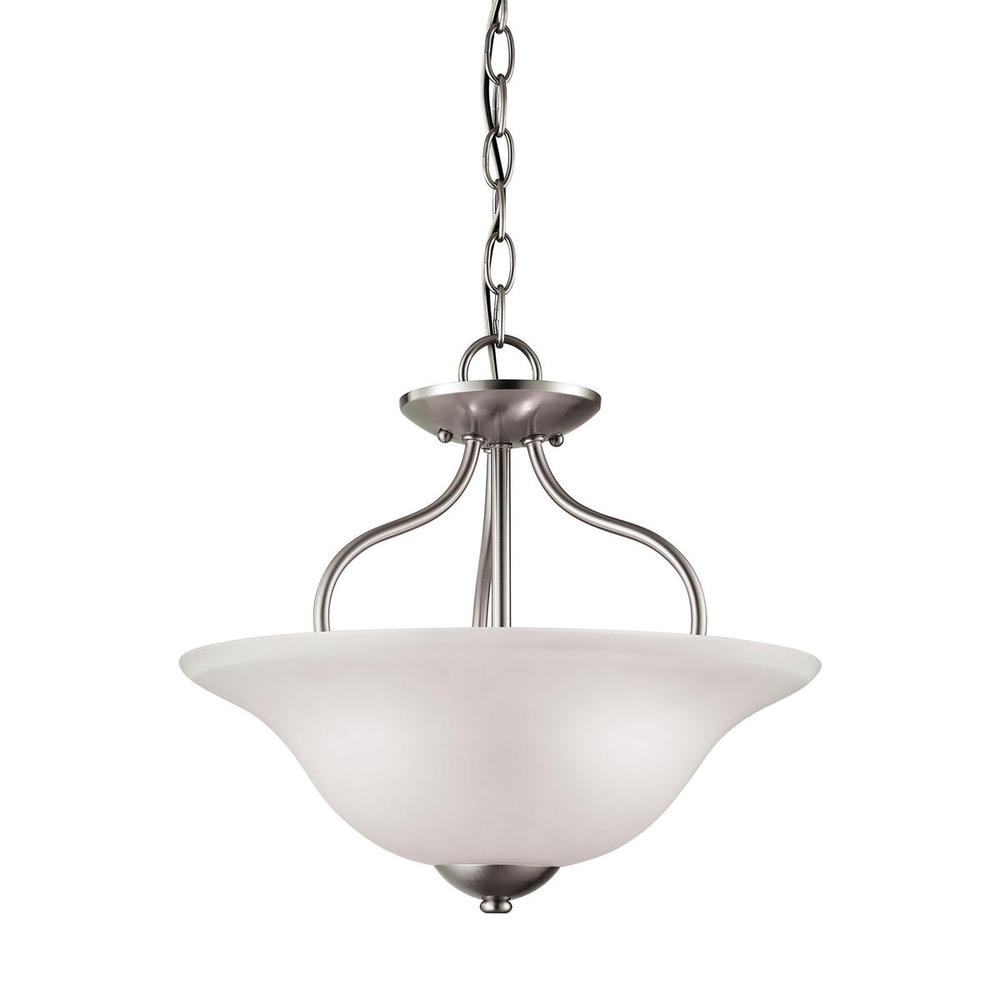 Conway 2-Light Semi Flush Mount in Brushed Nickel with White Glass