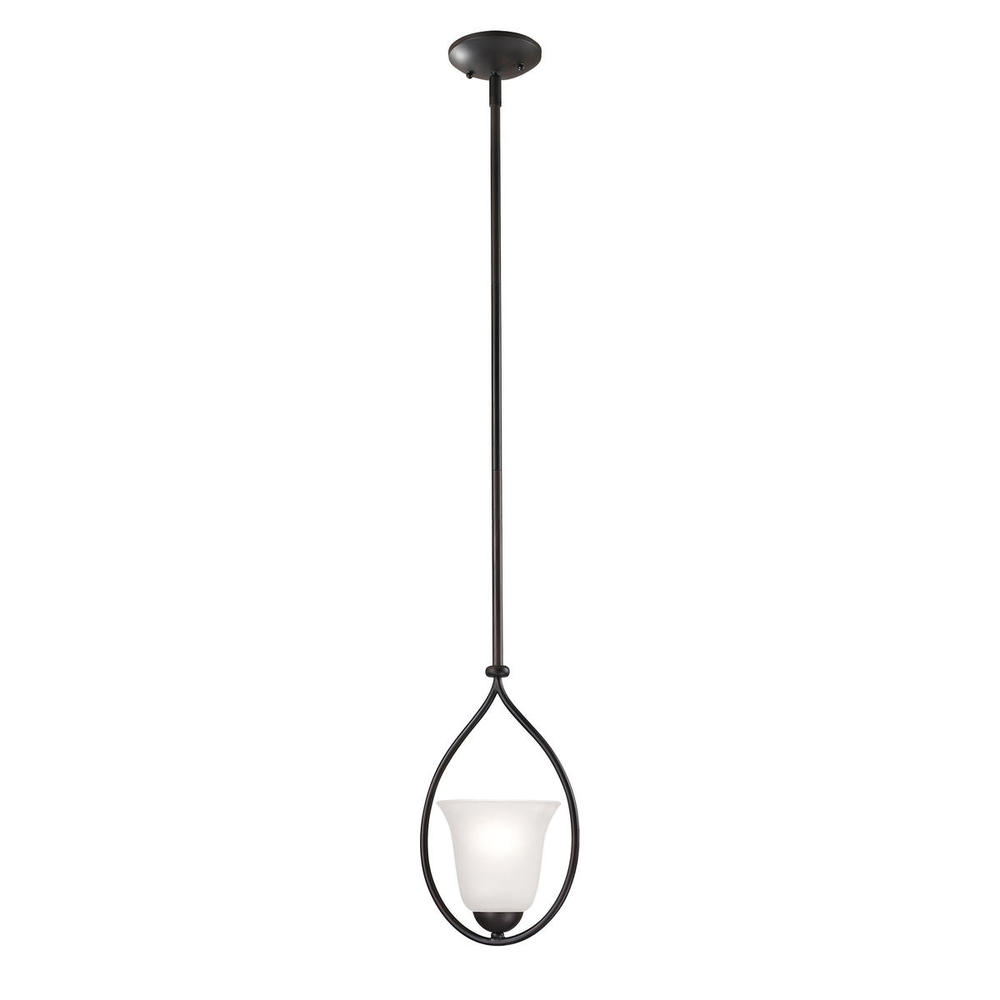 Conway 1-Light Mini Pendant in Oil Rubbed Bronze with White Glass