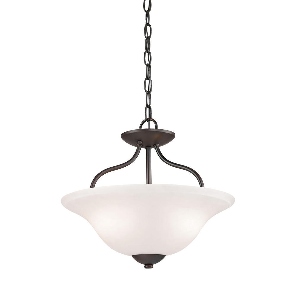 Conway 2-Light Semi Flush Mount in Oil Rubbed Bronze with White Glass