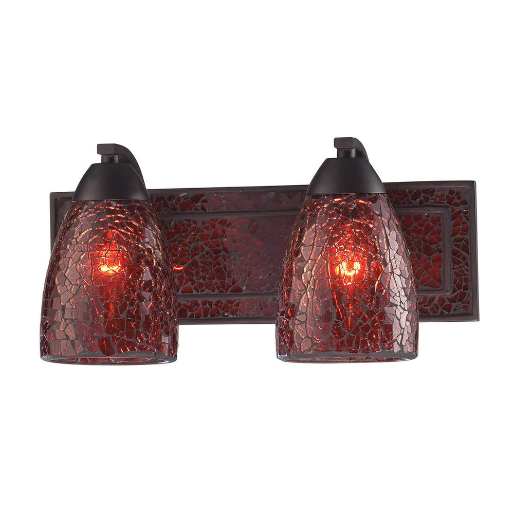 VANITY COLLECTION ELEGANT BATH LIGHTING 2-LIGHT RED CRACKLED GLASS and BACKPLATE