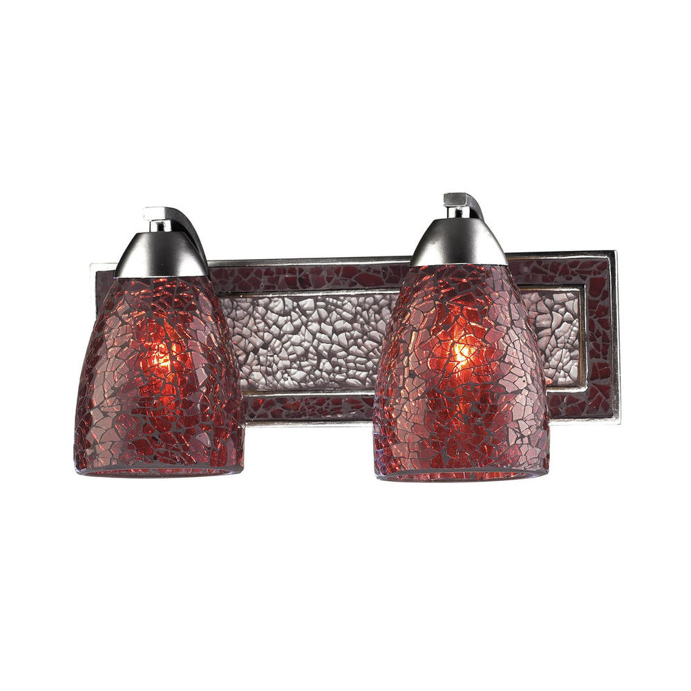 VANITY COLLECTION ELEGANT BATH LIGHTING 2-LIGHT RED CRACKLED GLASS and BACKPLATE ---