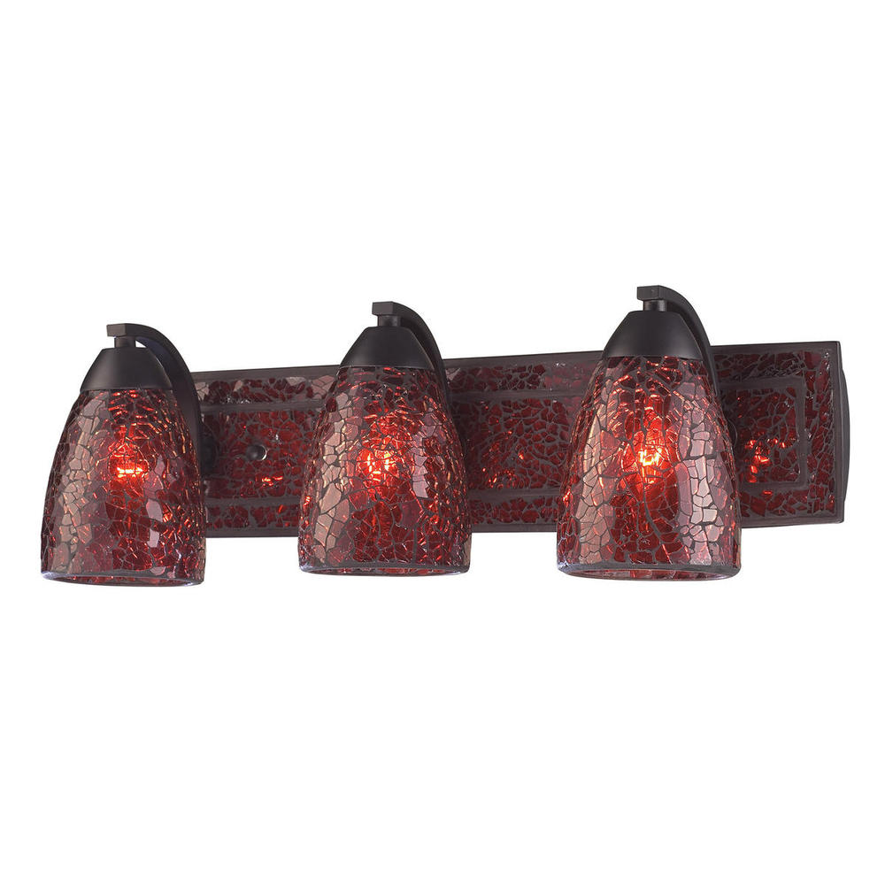 VANITY COLLECTION ELEGANT BATH LIGHTING 3-LIGHT RED CRACKLED GLASS and BACKPLATE