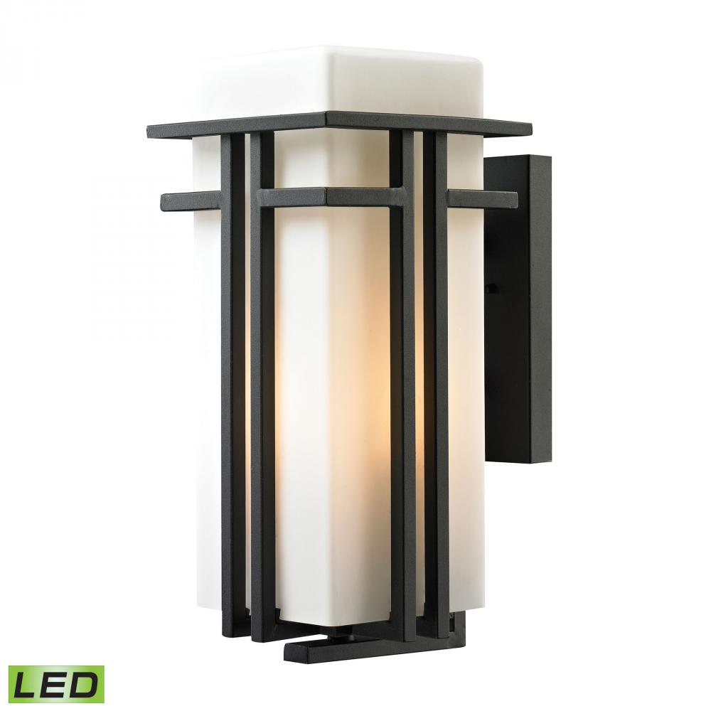 Croftwell 1-Light Outdoor Wall Lamp in Textured Matte Black - Includes LED Bulb
