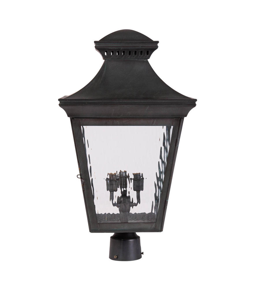 Artistic Lighting 3-Light Post Lantern in Charcoal with Water Glass