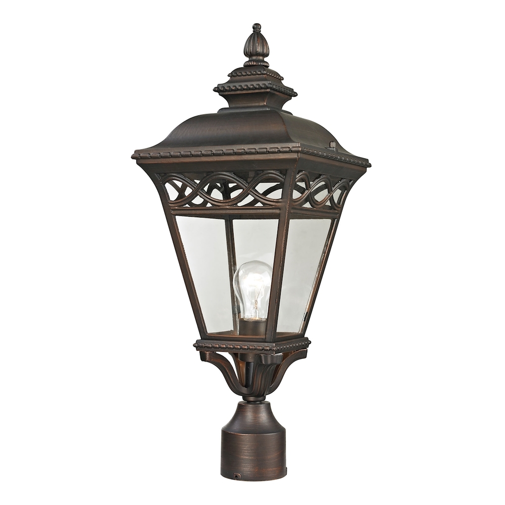 Mendham 1-Light Post Mount Lantern in Hazelnut Bronze - Medium