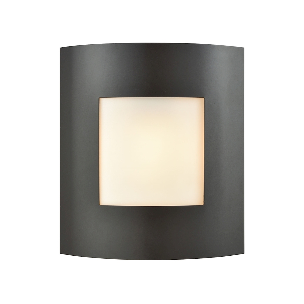 Bella 1-Light Outdoor Wall Sconce in Oil Rubbed Bronze with White Glass