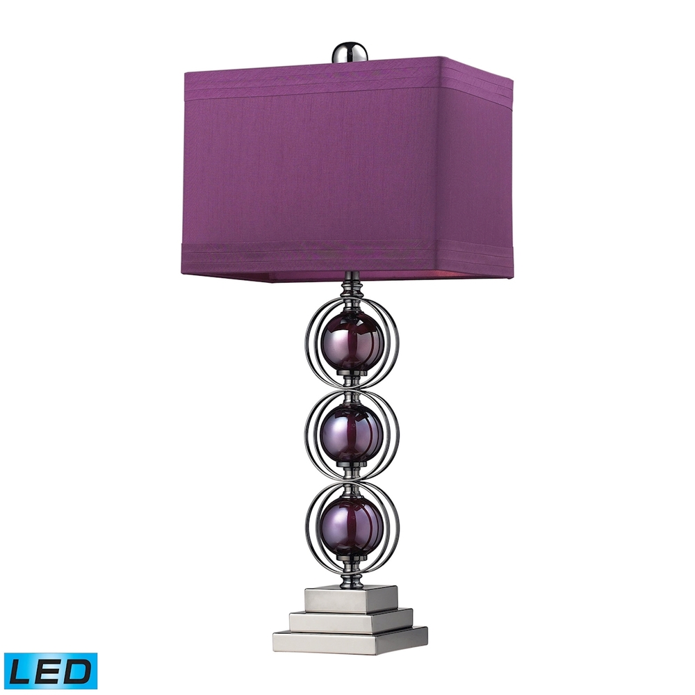 Alva Contemporary Table Lamp in Black Nickel and Purple - LED