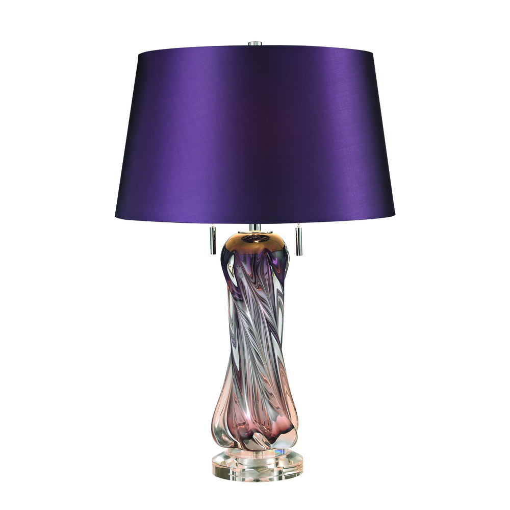 Vergato Free Blown Glass 2-Light Table Lamp in Purple