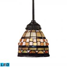 ELK Home Plus 078-TB-10-LED - Mix-N-Match 1-Light Mini Pendant in Tiffany Bronze with Tiffany Style Glass - Includes LED Bulb