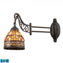ELK Home Plus 079-TB-10-LED - Mix-N-Match 1-Light Swingarm Wall Lamp in Tiffany Bronze and Tiffany Style Glass - Includes LED Bulb