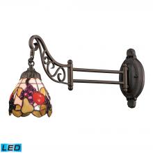 ELK Home Plus 079-TB-19-LED - Mix-N-Match 1-Light Swingarm Wall Lamp in Tiffany Bronze and Tiffany Style Glass - Includes LED Bulb