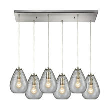 ELK Home Plus 10760/6RC - Lagoon 6-Light Rectangular Pendant Fixture in Satin Nickel with Clear Water Glass