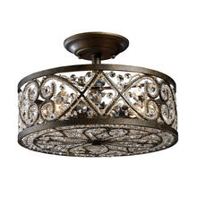 ELK Home Plus 11286/4 - Amherst 4-Light Semi Flush in Antique Bronze with Clear Crystal and Beaded Glass Diffuser