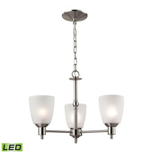 ELK Home Plus 1303CH/20-LED - Jackson 3-Light Chandelier in Brushed Nickel with White Glass - LED