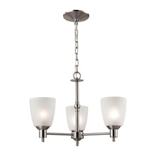 ELK Home Plus 1303CH/20 - Jackson 3-Light Chandelier in Brushed Nickel with White Glass