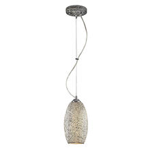 ELK Home Plus 1304-1WHC - BELLISIMO COLLECTION 1-LIGHT PENDANT in SATIN SILVER with A WHITE CRACKLED GLASS