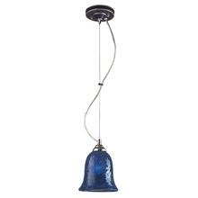 ELK Home Plus 1305-1BLC - BELLISIMO COLLECTION 1-LIGHT BELL PENDANT in SATIN SILVER with A BLUE CRACKLED G