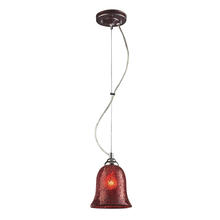 ELK Home Plus 1305-1RDC - BELLISIMO COLLECTION 1-LIGHT BELL PENDANT in SATIN SILVER with A RED CRACKLED GL