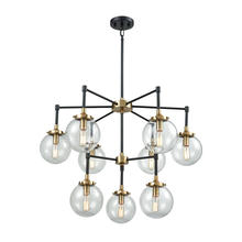 ELK Home Plus 14438/6+3 - Boudreaux 9-Light Chandelier in Matte Black and Antique Gold with Sphere-shaped Glass