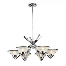 ELK Home Plus 1475/6 - Refraction 6-Light Chandelier in Polished Chrome with Satin Glass