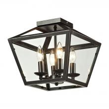 ELK Home Plus 31506/4 - Alanna 4-Light Semi Flush in Oil Rubbed Bronze with Clear Glass Panels