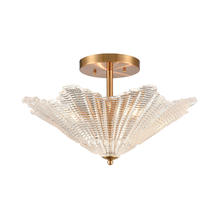 ELK Home Plus 60165/4 - Radiance 4-Light Semi Flush in Satin Brass with Clear Textured Glass