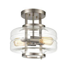 ELK Home Plus 85282/2 - Rover 2-Light Semi Flush Mount in Satin Nickel with Clear Glass