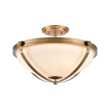 ELK Home Plus 89115/3 - Connelly 3-Light Semi Flush in Natural Brass with Frosted Glass