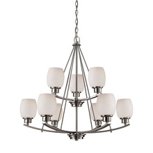 ELK Home Plus CN170922 - Casual Mission 9-Light Chandelier in in Brushed Nickel with White Lined Glass