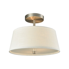 ELK Home Plus CN600362 - Morgan 2-Light Semi Flush in Brushed Nickel with White Fabric Shade and White Glass Diffuser