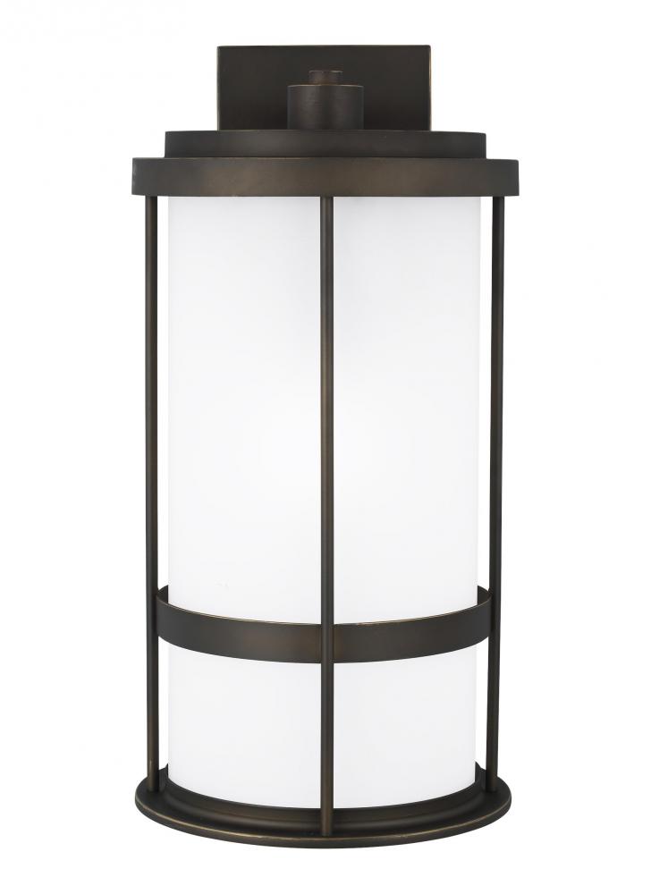 Wilburn modern 1-light LED outdoor exterior Dark Sky compliant large wall lantern sconce in antique